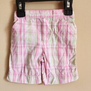 LAYETTE Baby Girl Y2K Pastel Pink Plaid Pants Size 3-6 Months